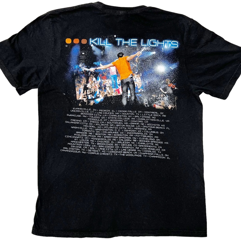 Luke Bryan Kill the Lights Tour Short Sleeve Graphic T-Shirt Black Unisex Sz S